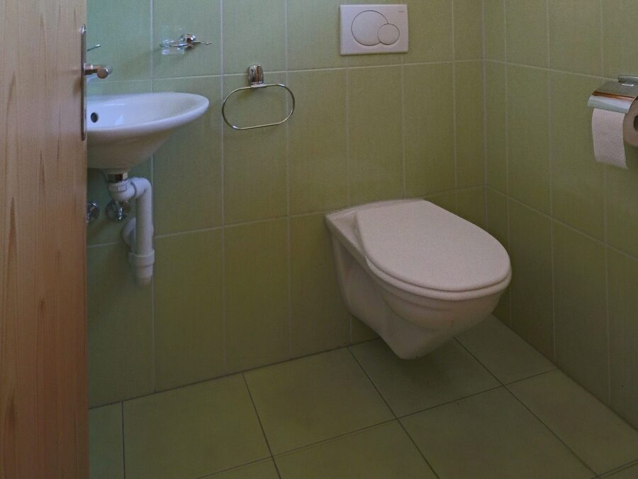 Separates WC mit Waschtisch und Wand-WC